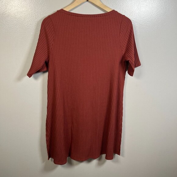 Eileen Fisher Bateau Neck Tunic Size Small Ribbed Deep Tumeric Lagenlook Minimal - Picture 2 of 10